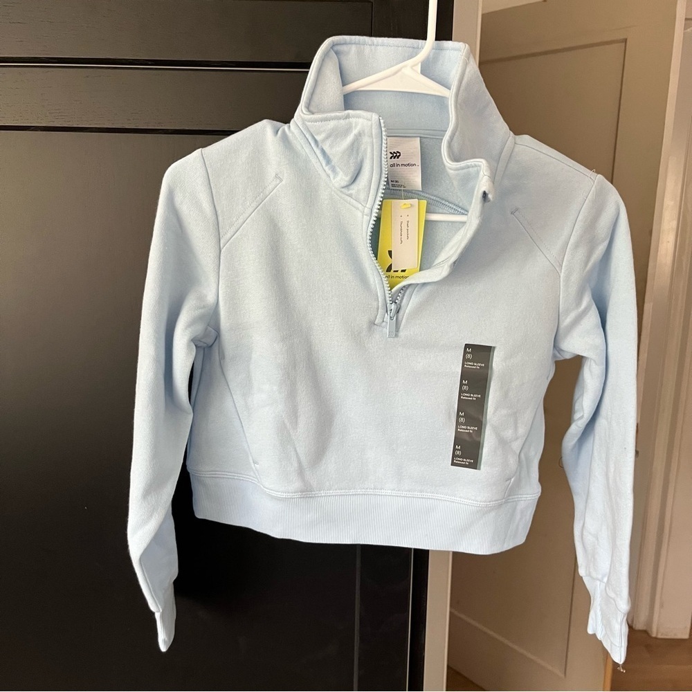 Girls All In Motion Blue Cropped Scuba Pullover 8